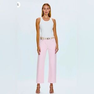 Pistola NWT Lexi mid rise bowed straight blush pink jeans size 31